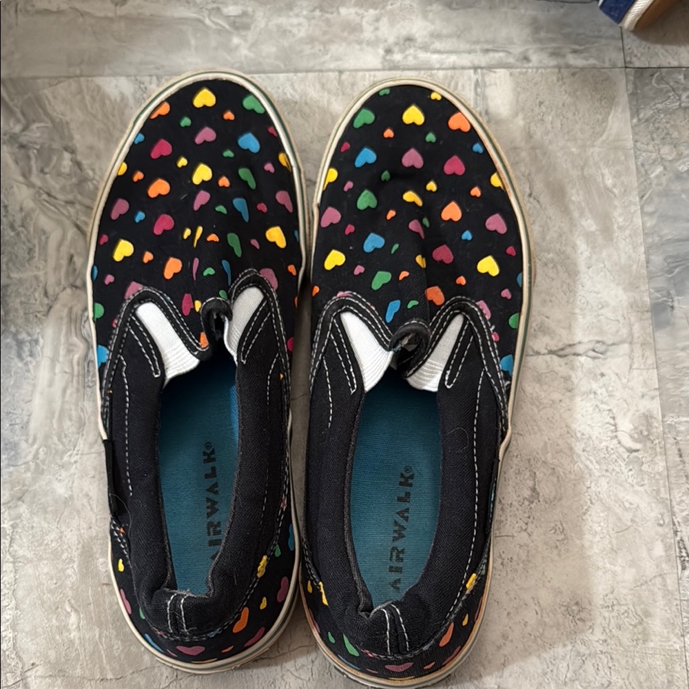 Airwalk Black Sneakers with Colorful Heart Pattern
